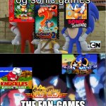 official sonic games are beating fan-games | og sonic games; THE FAN-GAMES | image tagged in sonic y dragon ball super,sonic | made w/ Imgflip meme maker