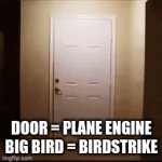 birdstrike in a nutshell | DOOR = PLANE ENGINE
BIG BIRD = BIRDSTRIKE | image tagged in gifs,funny,aviation,big bird,bird,memes | made w/ Imgflip video-to-gif maker