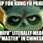 Master Master! | HEADSUP FOR KUNG FU PANDA FANS; "SHIFU" LITERALLY MEANS 
"MASTER" IN CHINESE | image tagged in shifu losing patience,kung fu panda,memes,funny,translation | made w/ Imgflip meme maker