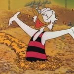 Scrooge McDuck swims in money meme
