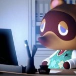 Tom Nook conducting a research