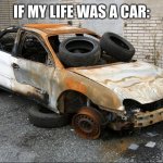 At the time of this meme’s creation, my wifi was out and I’m surviving on cellular data | IF MY LIFE WAS A CAR: | image tagged in junk car,car,cars,memes,real life,life | made w/ Imgflip meme maker