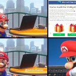 Not fake guys, Not fake | image tagged in mario jumps off of a building,microsoft | made w/ Imgflip meme maker