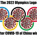 COVID-19 - Olympic Champions again? | The 2022 Olympics Logo; after COVID-19 of China wins | image tagged in olympics logo,olympics,coronavirus,covid-19,2022,memes | made w/ Imgflip meme maker