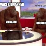 That boi cares more about food than her... | I WAS KIDNAPPED; KINKAJOU; COCONUT | image tagged in where banana,wof,wings of fire | made w/ Imgflip meme maker