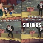 Gravity Falls Bottomless Pit | SIBLINGS | image tagged in gravity falls bottomless pit | made w/ Imgflip meme maker