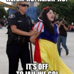 No Snow White Privilege for you  | HEIGH-HO! HEIGH-HO! IT'S OFF TO JAIL WE GO! | image tagged in no snow white privilege for you | made w/ Imgflip meme maker