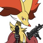 delphox with some guns