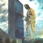 GIANT JESUS AT U.N. HEADQUARTERS