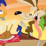 Road runner tricking Wile E. Coyote template