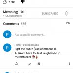 Memology 666th comment