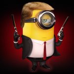 Minion hitman with Trump toupee