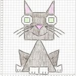 Cat drawing on graph paper  #1