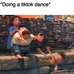 Yeet the child | Kid: *Doing a tiktok dance*
Me: | image tagged in lorenzo throwing child,luca,tiktok,dance | made w/ Imgflip meme maker