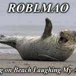 roblmao | ROBLMAO; Rolling on Beach Laughing My Ass Off | image tagged in roblmao | made w/ Imgflip meme maker