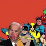 Joe Biden slapped by Batman and superheroes