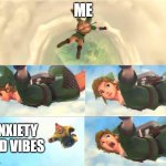 Link Falling | ME; ANXIETY
BAD VIBES | image tagged in link falling | made w/ Imgflip meme maker