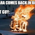 Anime meme | MADARA COMES BACK IN BORUTO; MIGHT GUY: | image tagged in man in chair on fire,anime meme | made w/ Imgflip meme maker