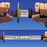i think it's ok | I'M A GAY; I'M A GAYMER | image tagged in offering sword | made w/ Imgflip meme maker
