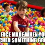when you've touched something gross | THE FACE MADE WHEN YOU'VE TOUCHED SOMETHING GROSS | image tagged in diaper hands | made w/ Imgflip meme maker