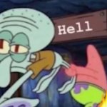 Squidward being dragged down to hell