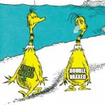 Star-Bellied Sneetches | DOUBLE VAXXED; TRIPLE VAXXED | image tagged in star-bellied sneetches | made w/ Imgflip meme maker