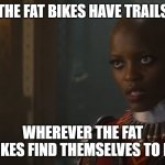 Fat Bikes Have Trails | THE FAT BIKES HAVE TRAILS; WHEREVER THE FAT BIKES FIND THEMSELVES TO BE | image tagged in dora milaje jurisdiction | made w/ Imgflip meme maker