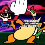 Something about Super Mario 64 SLAP | ME THE CORONAVIRUS THAT KILLED MY GREAT GRANDMOTHER | image tagged in something about super mario 64 slap | made w/ Imgflip meme maker