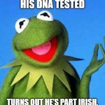 Kermit the Frog Meme | A FROG GOT HIS DNA TESTED; TURNS OUT HE’S PART IRISH, PART BRITISH, AND A TAD POLE | image tagged in kermit the frog meme | made w/ Imgflip meme maker
