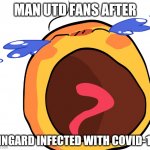 Cursed Crying Emoji | MAN UTD FANS AFTER; LINGARD INFECTED WITH COVID-19 | image tagged in cursed crying emoji,manchester united,lingard,coronavirus,covid-19,memes | made w/ Imgflip meme maker