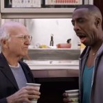 Larry David and Leon Black not liking coffee meme