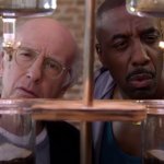Larry David looking at coffee template
