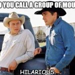 Daily Bad Dad Joke 08/10/2021 | WHAT DO YOU CALL A GROUP OF MOUNTAINS? HILARIOUS. | image tagged in brokeback mountain | made w/ Imgflip meme maker