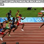 race usain bolt | MR. BEAST: LAST ONE TO FINISH THE RACE WINS $20,000
CHANDLER:; CHANDLER | image tagged in race usain bolt | made w/ Imgflip meme maker