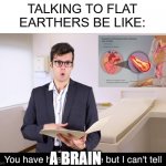 Flat earthers: | TALKING TO FLAT EARTHERS BE LIKE:; A BRAIN | image tagged in you have x but i cant tell | made w/ Imgflip meme maker