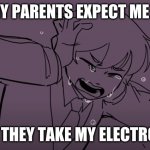 Crying Tubbo | HOW MY PARENTS EXPECT ME TO ACT; WHEN THEY TAKE MY ELECTRONICS | image tagged in crying tubbo | made w/ Imgflip meme maker