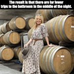 Wine | And this vineyard produces wine from their special antidiuretic grapes.  The result is that there are far fewer trips to the bathroom in the middle of the night. It's called Pinot More. | image tagged in kylie wine barrels | made w/ Imgflip meme maker