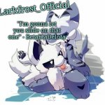 Larkfrost_Official Squid dog x Tiger shark Announcement Template meme