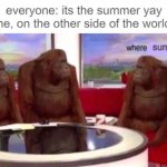 Where banana blank | everyone: its the summer yay
me, on the other side of the world:; summer | image tagged in where banana blank | made w/ Imgflip meme maker