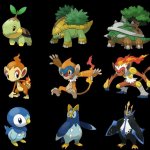 Pokémon Sinnoh starters with evolutions