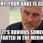 Paul Hollywood | DANNY, YOUR BAKE IS GOOD. BUT IT'S OBVIOUS SOMEONE HAS FARTED IN THE MERINGUE | image tagged in paul hollywood | made w/ Imgflip meme maker