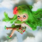girl with green hair free falling