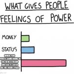 What gives people feelings of power | WHEN YOU UPVOTE SOMETHING IN THE NEW STREAM AND SEE IT LATER ON THE FRONT PAGE | image tagged in what gives people feelings of power | made w/ Imgflip meme maker