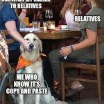Lady holds Dogs mouth shut | MY MOM SHOWING MY MARKS TO RELATIVES; RELATIVES; ME WHO KNOW IT'S COPY AND PASTE | image tagged in lady holds dogs mouth shut | made w/ Imgflip meme maker
