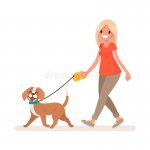 Girl walk dog