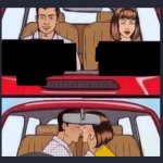 Couple kiss in car