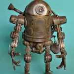 Robot looks like Mike Wazowski / R2-D2 mix
