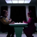 Worf and Guinan in Ten Forward