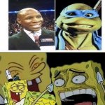 He really does look like a ninja turtle | image tagged in spongebob laughing hysterically,memes,funny,funny memes,ninja turtles,wtf | made w/ Imgflip meme maker
