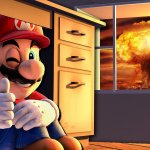 Smg4 Mario hides from the explosion meme
